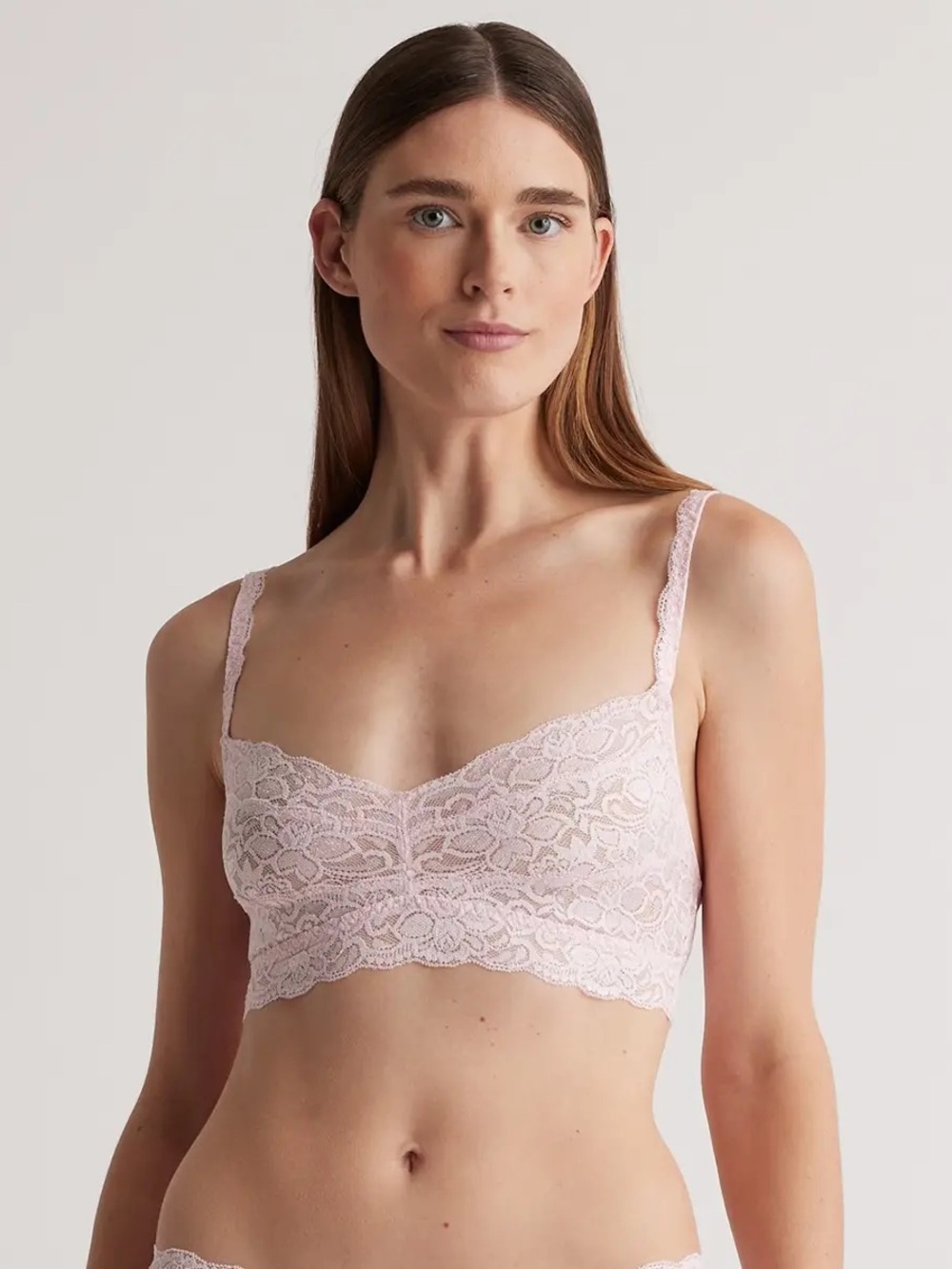NWOT QUINCE 2 Pack Stretch Lace Sweetheart Bralettes XL Clay/Pale Pink 1039